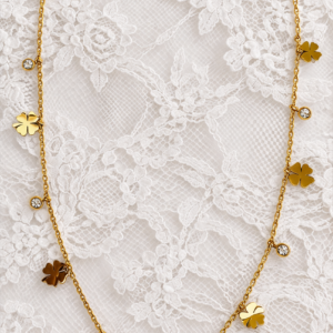 Golden clover crystal necklace