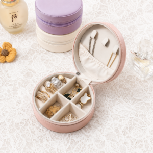Blush pink round organizer box