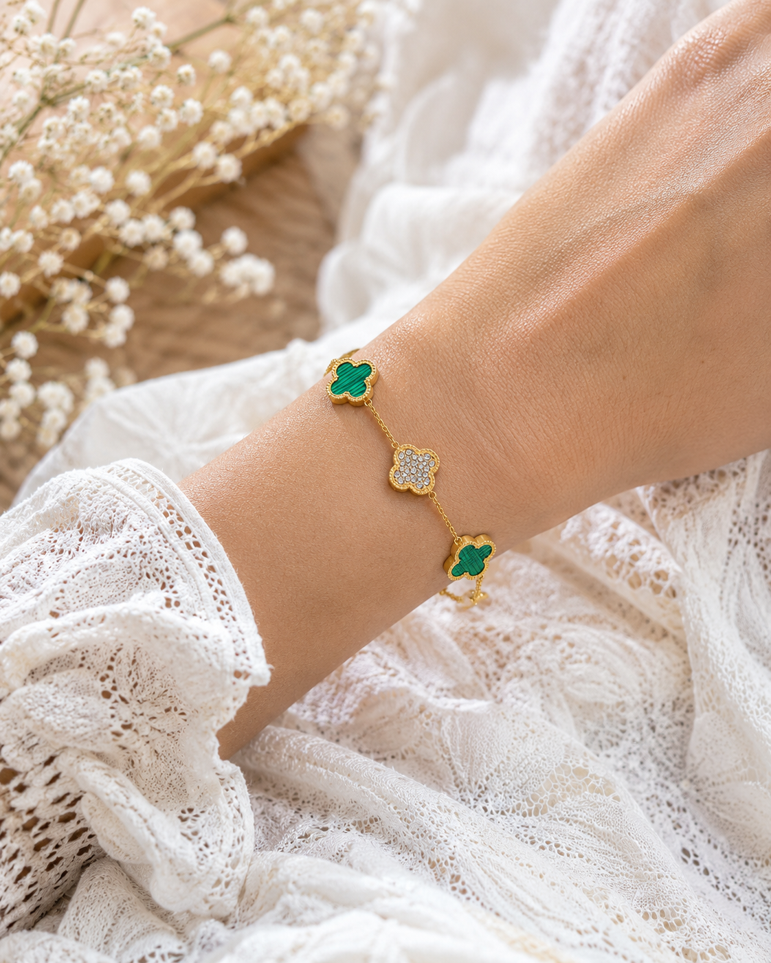 Emerald Clover Bracelet