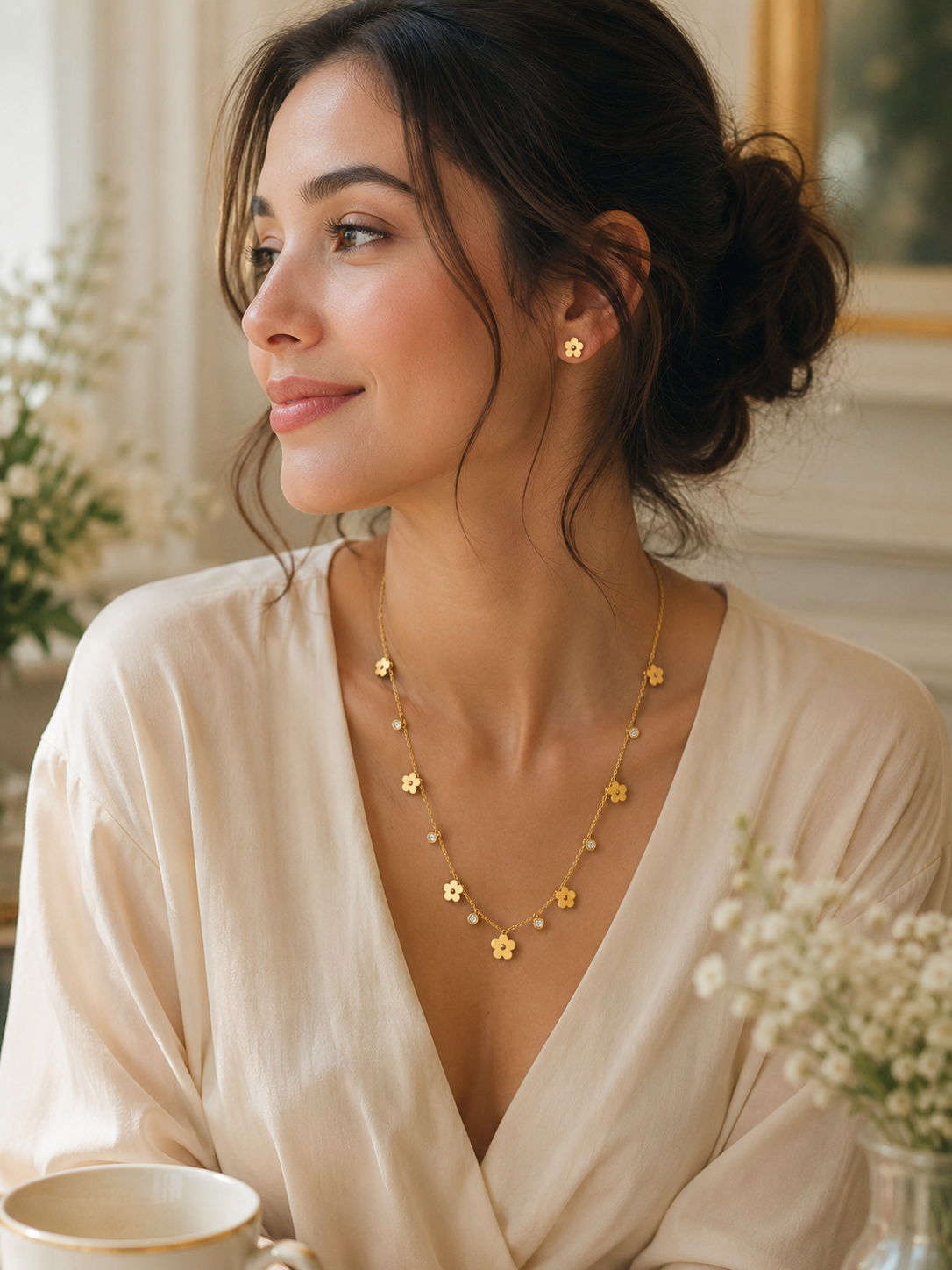Clover crystal charm necklace